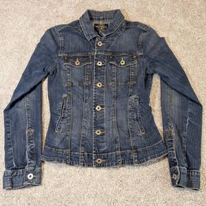 Ralph Lauren Polo Jeans Co Womens Denim Jacket Blue Stretch Button Front Size S